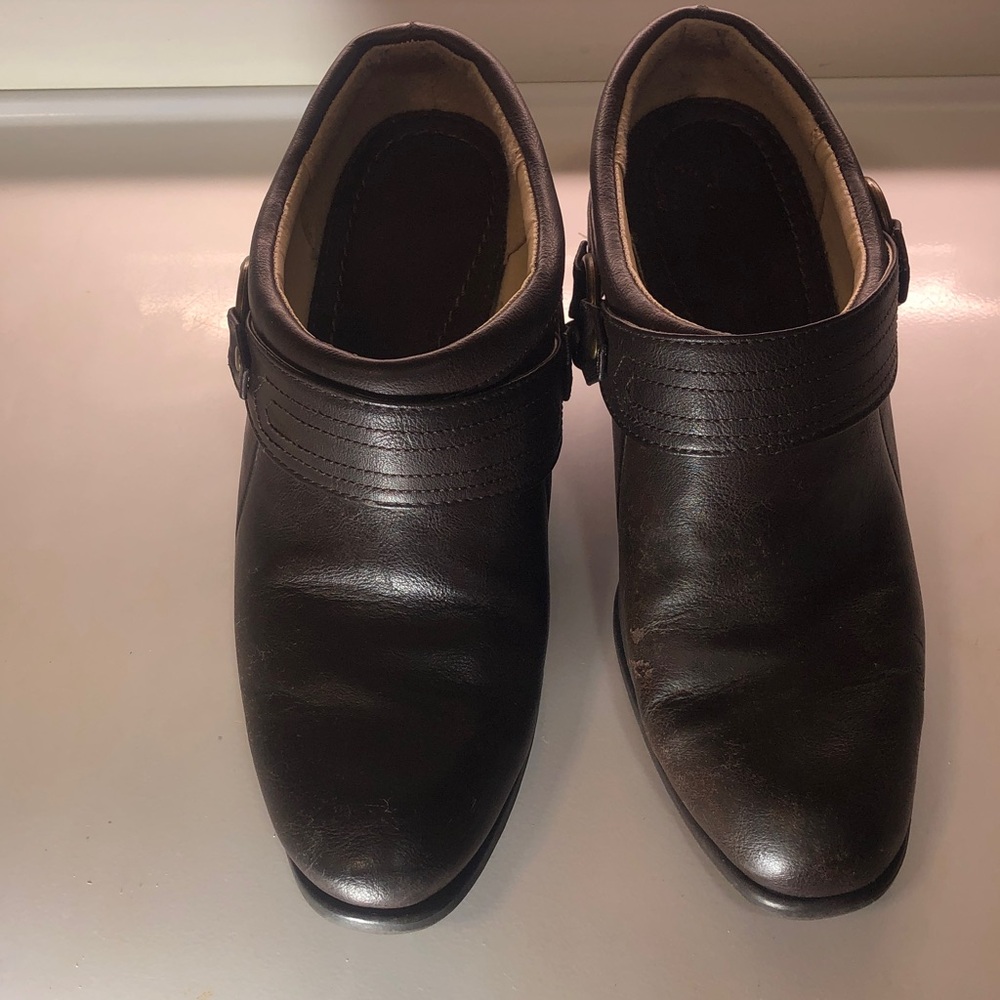 Faded Glory Dark Brown Leather Chukka Booties with Buckle - Picture 2 of 14